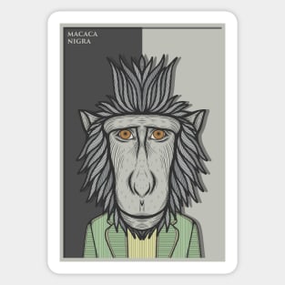 Black Crested Macaque Monkey Sticker